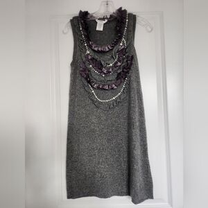 Easley Sleeveless Gray Embellished Sweater Dress size Medium